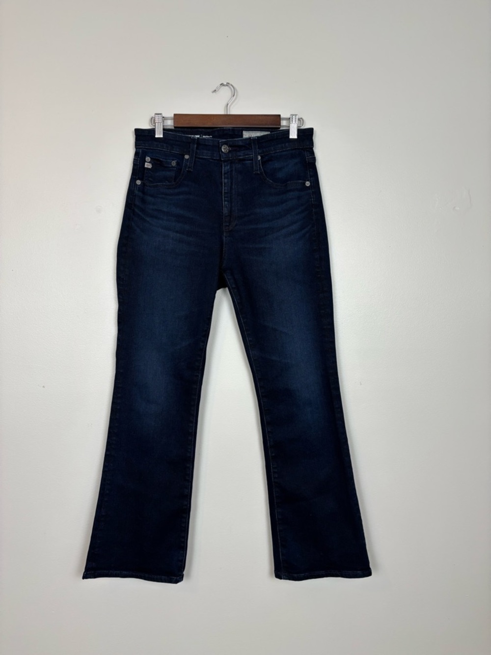 AG Jeans Womens 29 Farrah Boot Crop Dark Wash Stretch Mid Rise Denim in Blue